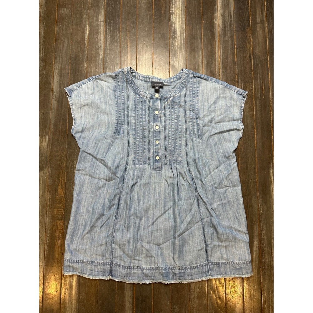 J. Jill Denim Lyocell Pintuck Chambray Top Light Wash